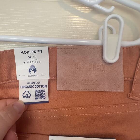 NWT BRAX Chuck Modern Fit Hi-Flex Lightweight Pants Peach Size 34x34 Sustainable - Picture 5 of 10